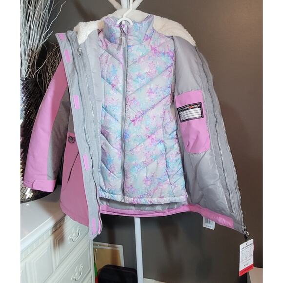 Girls ZeroXposur Pink Gray Heavyweight Waterproof Winter 3 In 1 Coat Sz L 14/16 - Picture 3 of 11